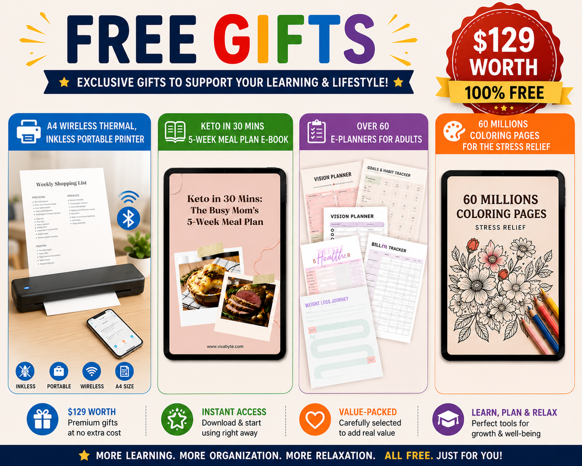 VIXABYTE Original Learning Bundle — Screen-Free Learning + Wireless Printer
