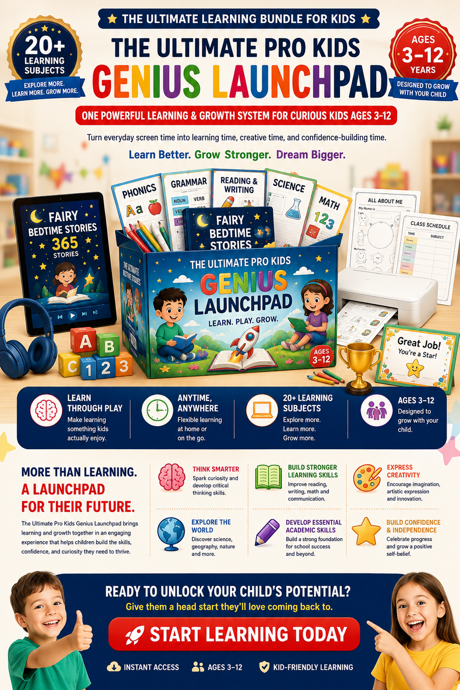 VIXABYTE Original Learning Bundle — Screen-Free Learning + Wireless Printer