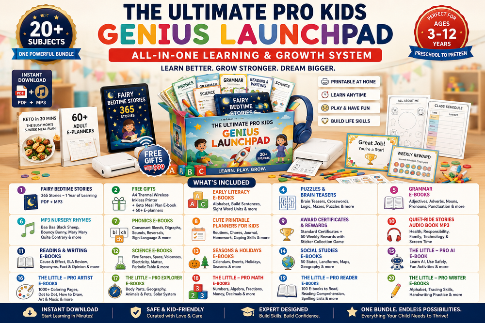 VIXABYTE Original Learning Bundle — Screen-Free Learning + Wireless Printer
